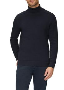 s.Oliver Herren Rundhalspullover, blau, casual, Gr. L, unifarben, Strick, Obermaterial: 100% Baumwolle, Pullover, mit Rippbündchen