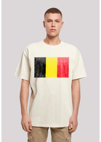 F4NT4STIC Herren T-Shirt "Belgium Belgien Flagge", beige, casual, Gr. XS, Obermaterial: 100% Baumwolle, Shirts, Print