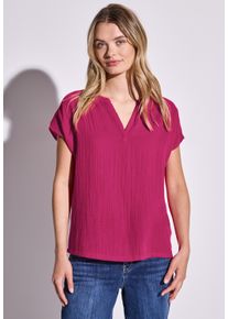 Street One Damen Hemdbluse, lila, casual, Gr. 36, unifarben, Web, 100% Baumwolle, Blusen, aus reiner Baumwolle