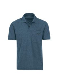 TRIGEMA Herren Poloshirt "TRIGEMA Polohemd mit Brusttasche", blau, Basic, Gr. M, 100% Baumwolle, Shirts