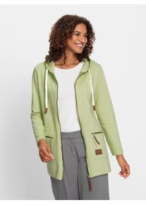 Casual Looks Damen Shirtjacke "Sweatjacke", grün, Gr. 38, unifarben, 50% Baumwolle, 50% Polyester, Shirts