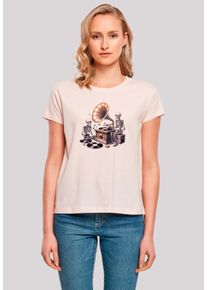 F4NT4STIC Damen T-Shirt "Gothic Skeleton Vintage Plattenspieler", pink, casual, Gr. S, Obermaterial: 100% Baumwolle, Shirts, Premium Qualität