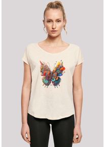 F4NT4STIC Damen T-Shirt "Schmetterling Blumen", beige, casual, Gr. XXL, Obermaterial: 100% Baumwolle, Shirts, Print