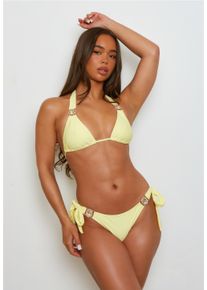 MODA MINX Damen Triangel-Bikini-Top "Amour Triangle", gelb, Gr. S, unifarben, 82% Polyamid, 18% Elasthan, Bikini-Oberteile, mit stilvollem Steinbesatz
