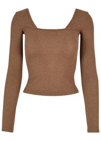 Urban Classics Damen Longsleeve "Urban Classics Damen Ladies Rib Squared Neckline Longsleeve", grün, klassisch, Gr. XS, unifarben, 80% Viskose, 20%