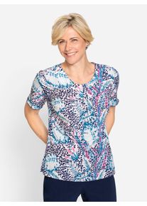 Lady Damen Rundhalsshirt "Shirt", blau, Gr. 40, gemustert, animal-print, geblümt, 95% Polyester, 5% Elasthan, Shirts