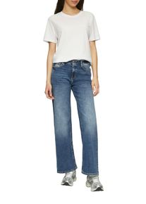 QS Damen Stretch-Jeans "CATIE Wide Leg", blau, casual, Gr. 44, unifarben, Denim/Jeans, Obermaterial: 91% Baumwolle, 7% Elastomultiester, 2% Elasthan,