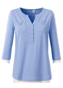 Inspirationen Damen Rundhalsshirt "Shirt", blau, Gr. 38, meliert, unifarben, 100% Baumwolle, Shirts