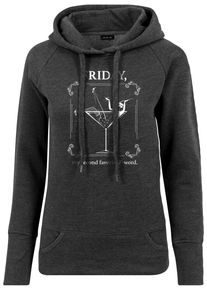 MisterTee Damen Rundhalspullover "MisterTee Damen Ladies F-Word Hoody", grau, casual, Gr. L, mehrfarbig, 60% Baumwolle, 40% Polyester, Pullover
