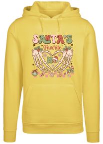 F4NT4STIC Damen Kapuzenpullover "Santas favorite Ho Ho Ho Christmas", gelb, casual, Gr. S, Obermaterial: 65% Baumwolle, 35% Polyester, Pullover,