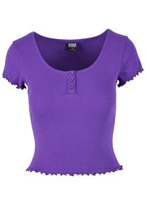 Urban Classics Herren T-Shirt "Urban Classics Damen Ladies Rib Babylock Tee", lila, casual, Gr. XS, unifarben, 97% Baumwolle, 3% Elasthan, Shirts