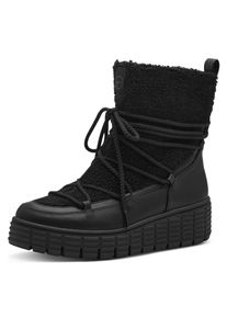 Tamaris Damen Winterboots, Gr. 36, schwarz, Textil, Lederimitat, unifarben, modisch, Schuhe, Keilabsatz, Plateau, Winterstiefel, Outdoorboots, vegane