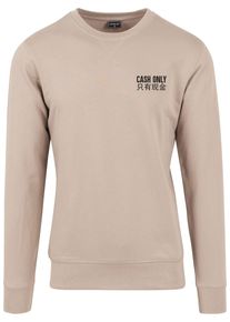MisterTee Herren Rundhalspullover "MisterTee Herren Cash Only Crewneck", beige, casual, Gr. L, unifarben, 60% Baumwolle, 40% Polyester, Pullover