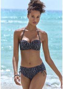 ELBSAND Damen Bikini-Hose "Letra", schwarz, Gr. 34, bedruckt, Recycling-Polyamid, Badehosen, mit tollem Wording