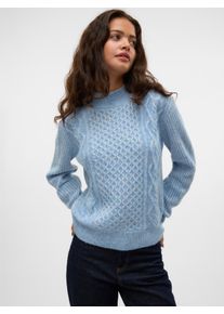 Véro Moda VERO MODA Damen Stehkragenpullover "VMUNIVERSE LS HIGHNECK PULLOVER GA BF", blau, modisch, Gr. S, meliert, Strick, Obermaterial: 77% Polyester, 23%