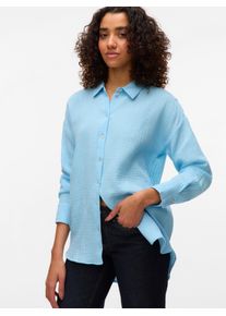 Véro Moda VERO MODA Damen Hemdbluse "VMNATALI", blau, modisch, Gr. L, unifarben, Web, Obermaterial: 100% Baumwolle, Blusen