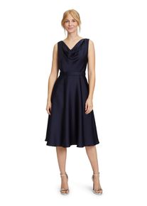 Vera Mont Damen Cocktailkleid "Vera Mont Cocktailkleid mit Wasserfallausschnitt", blau, feminin, Gr. 46, Satin, Obermaterial: 100% Polyester. Futter: