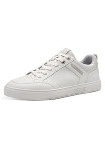 Marco Tozzi Herren Plateausneaker, Gr. 42, weiß, Lederimitat, Textil, clean, sportlich, Schuhe, Freizeitsch, Halbschuh, Schnürschuh mit Perforierung
