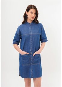 FRESHLIONS Damen Jeanskleid "Josy", blau, casual, Gr. M, 100% Baumwolle, Kleider, mit durchgehender Knopfleiste