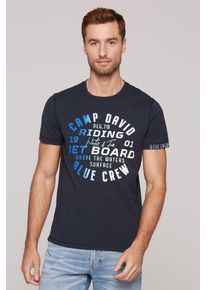 CAMP DAVID Herren T-Shirt, blau, casual, Gr. XXL, bedruckt, Single Jersey, Obermaterial: 100% Baumwolle, Shirts, mit Logo Print