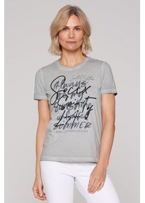 SOCCX Damen Rundhalsshirt, grau, casual, Gr. XXL, bedruckt, Material: 100% Baumwolle, Shirts, mit Pailletten-Schriftzug