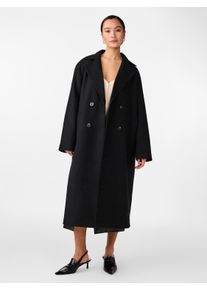 Y.A.S Damen Langmantel "YASMARGOT LS LONG COAT S. NOOS", schwarz, casual, Gr. L, unifarben, Web, Obermaterial: 80% Polyester, 20% Wolle, Mäntel