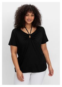 Damen T-Shirt "Große Größen", schwarz, feminin, Gr. 40, sheego by Joe Browns, unifarben, Obermaterial: 95% Viskose (LENZING ECOVERO), 5% Elasthan,