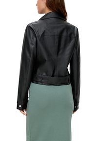 QS Damen Lederimitatjacke, grau, casual, Gr. S, unifarben, Obermaterial: 100% Viskose. Futter: 100% Polyester, Jacken, mit einer Ziertasche vorne