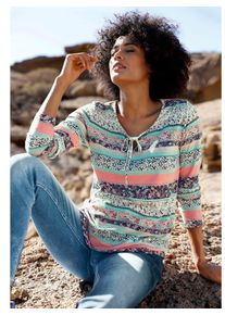 Inspirationen Damen Rundhalsshirt "Shirt", orange, Gr. 40, gemustert, mehrfarbig, bedruckt, 100% Baumwolle, Shirts