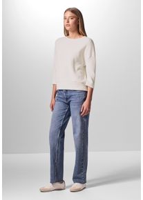 Damen T-Shirt, weiß, casual, Gr. 42, STREET ONE STUDIO, unifarben, Web, 86% Baumwolle, 12% Polyester, 2% Elasthan, Shirts, mit U-Boot-Ausschnitt