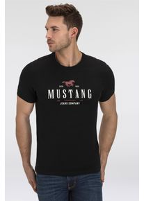 Mustang Herren T-Shirt "Style Alex C Print", schwarz, casual, Gr. L, Jersey, Obermaterial: 100% Baumwolle, Shirts