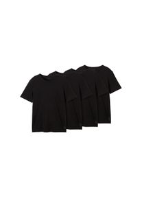 Tom Tailor Herren T-Shirt, schwarz, casual, Gr. L, unifarben, Single Jersey, Obermaterial: 100% Baumwolle, Shirts, in 4er Packung