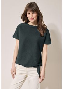 Cecil Damen T-Shirtslate khaki, casual, Gr. XS, Strukturmuster, Stoff, 50% Polyester, 48% Baumwolle, 2% Elasthan, Shirts, mit Knotendetail am Saum