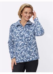 Classic Basics Damen Fleeceshirt "Fleece-Shirt", blau, Gr. 38, gemustert, mehrfarbig, 100% Polyester, Shirts