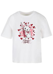 MISS TEE Herren T-Shirt "Miss Tee Psycho Kitty Tee", weiß, casual, Gr. XS, bedruckt, 100% Baumwolle, Shirts