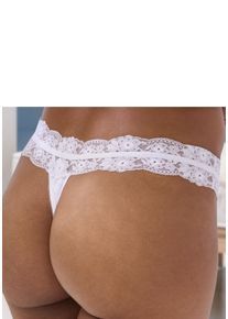Vivance Damen String, Gr. 32, weiß, Spitze, Microtouch, Obermaterial: 86% Polyamid, 14% Elasthan, Unterhosen, mit blumiger Spitze rundherum am Bund