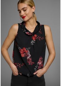 Laura Scott Damen Blusentop, schwarz, feminin, Gr. 36, gemustert, bedruckt, geblümt, Web, Obermaterial: 97% Polyester, 3% Elasthan, Blusen, mit