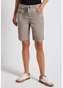 Street One Damen Bermudastumbled beige, casual, Gr. 36, unifarben, Web, 98% Baumwolle, 2% Elasthan, Hosen, Middle Waist