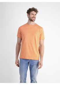 Lerros Herren T-Shirt "Lerros Basic T-Shirt mit Logostitch, unifarben"pale papaya, Gr. S, 100% Baumwolle, Shirts