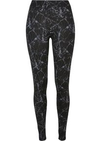Urban Classics Damen Leggings "Urban Classics Damen Ladies Soft AOP Leggings", schwarz, Gr. XXL, 85% Polyester, 15% Elasthan, Hosen