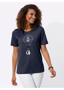 Casual Looks Damen Rundhalsshirt "Shirt", blau, Gr. 40, unifarben, 100% Baumwolle, Shirts