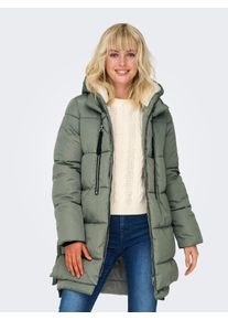 Only Damen Steppmantel "ONLNEWNORA LONG PUFFER COAT LIFE CC OTW", schwarz, modisch, Gr. M, unifarben, leicht glänzend, Steppware, Obermaterial: 100%