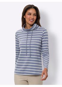 Classic Basics Damen Langarmshirt "Shirt", blau, Gr. 46, gemustert, mehrfarbig, 100% Baumwolle, Shirts