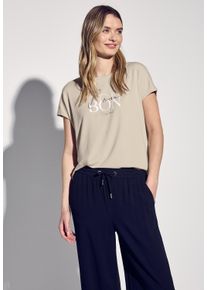 Street One Damen T-Shirtmoonstone sand, casual, Gr. 46, bedruckt, Stoff, 95% Viskose, 5% Elasthan, Shirts, aus softem Materialmix
