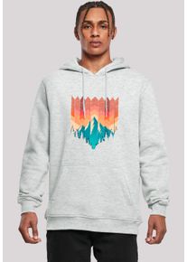 F4NT4STIC Herren Kapuzenpullover "Berg Sonnenuntergang Geometrisch", grau, casual, Gr. XS, Obermaterial: 65% Baumwolle, 35% Polyester, Pullover,