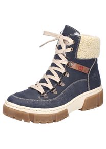 Rieker Damen Winterboots, Gr. 36, blau, Lederimitat, Textil, sportlich, Schuhe, Schnürboots, Winterstiefelette mit Warmfutter ausgestattet