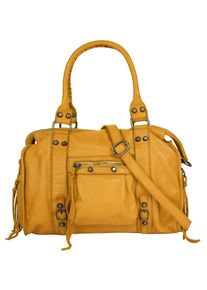 Samantha Look Damen Shopper, gelb, Leder, vintage, Taschen, echt Leder, Made in Italy