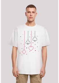 F4NT4STIC Herren T-Shirt "Kreuz Pik Herz Karo Poker Kartenspiel", weiß, casual, Gr. S, Obermaterial: 100% Baumwolle, Shirts, Print