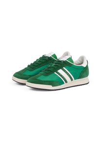 Tommy Jeans Herren Sneaker "TJM RETRO RUNNER CLEATED", Gr. 44, grün, Leder, sportlich, Schuhe, Freizeitschuh, Halbschuh, Schnürer mit Kontrastbesatz
