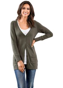 Heine Damen Strickjacke, grün, Gr. 38, unifarben, 100% Baumwolle, Strickjacken